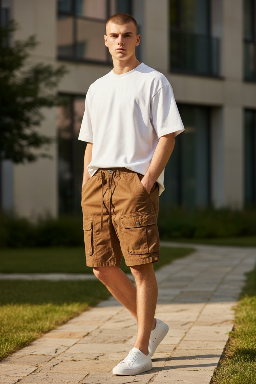 Men's Coffee Brown Cargo Shorts – Size 36